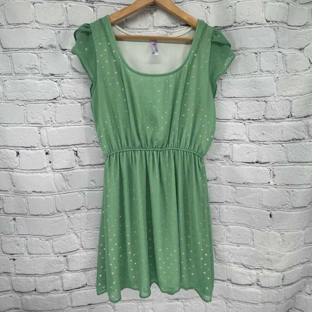 Alya Dress L Green and Gold Lightweight Lined